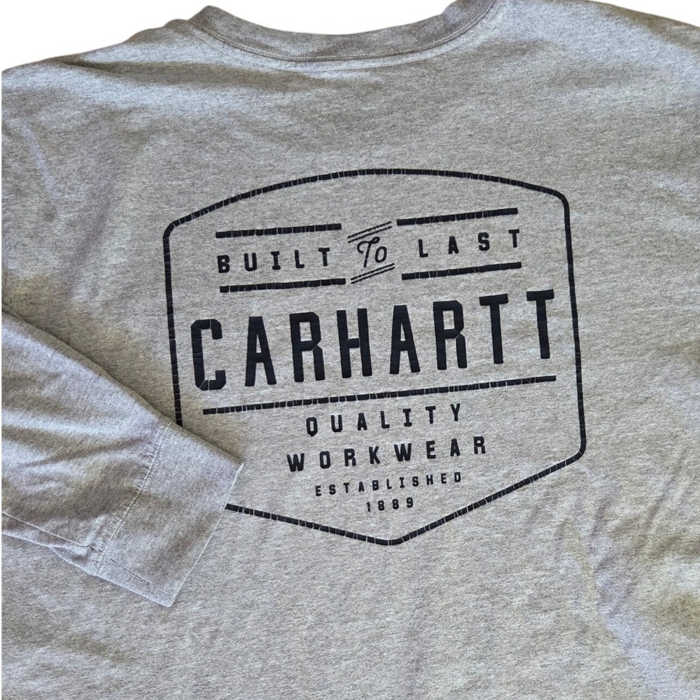Carhartt Built To Last Long Sleeve Pocket Tee XL Gray Workwear Americana